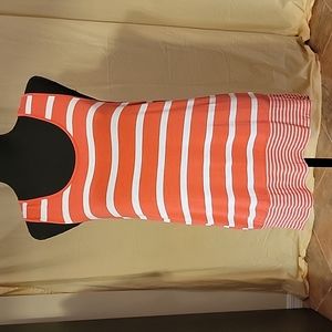 Y2K Olive & Oak "Coral Pink" And White Sleeveless Tunic With A Hi-Low Hem